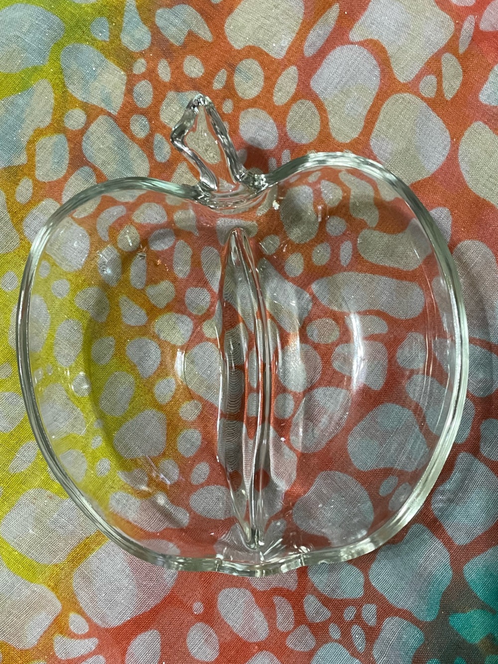 Vintage Glass Apple Shape-Divided Candy/Nut Dish